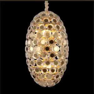 Modern oval chandelier on black background