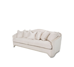 Plush white sofa on white background