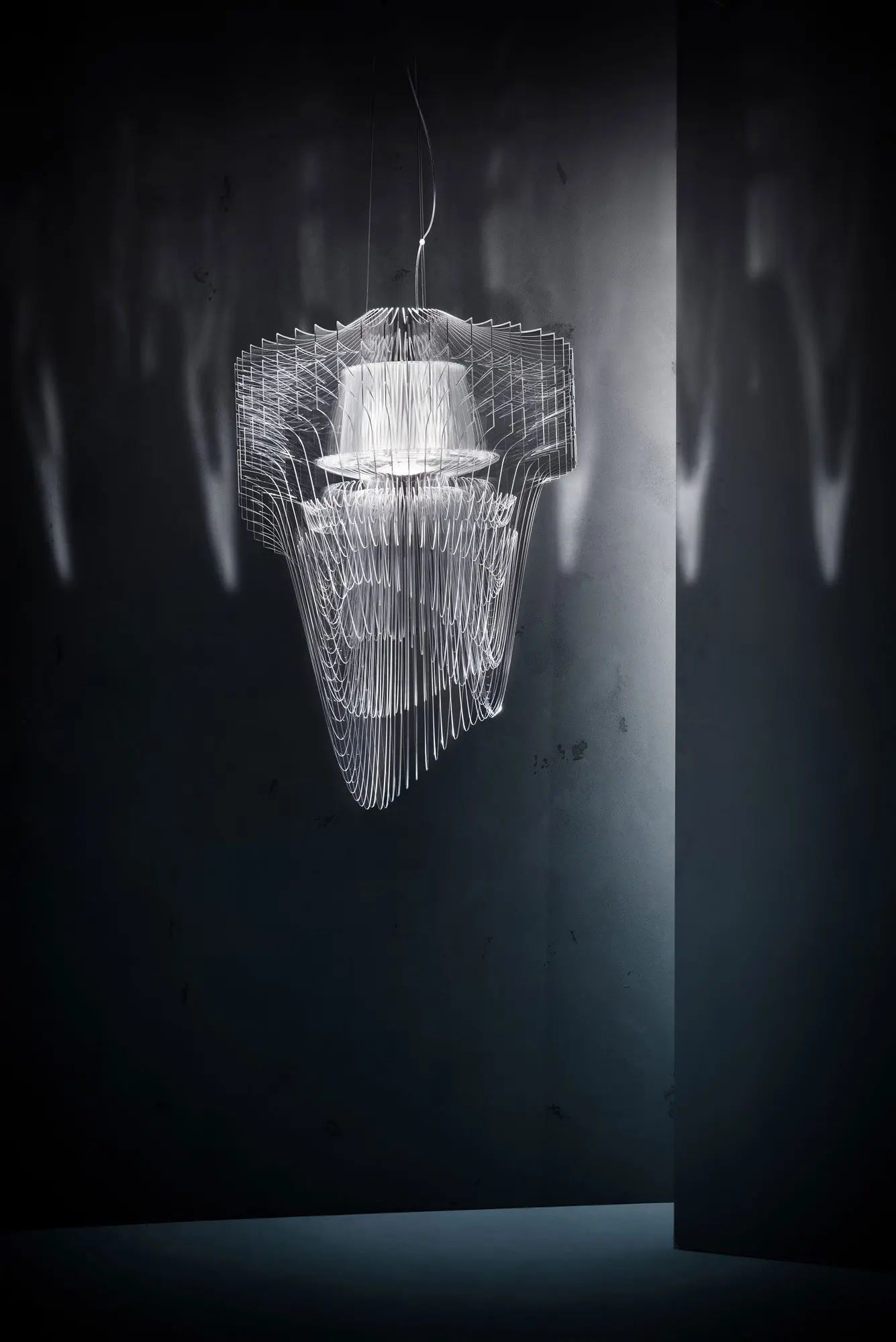 Modern artistic chandelier in dark room