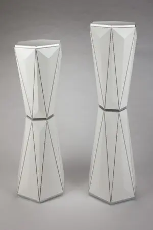 Modern faceted towers with angular design