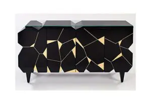 Contemporary cabinet with angular patterns