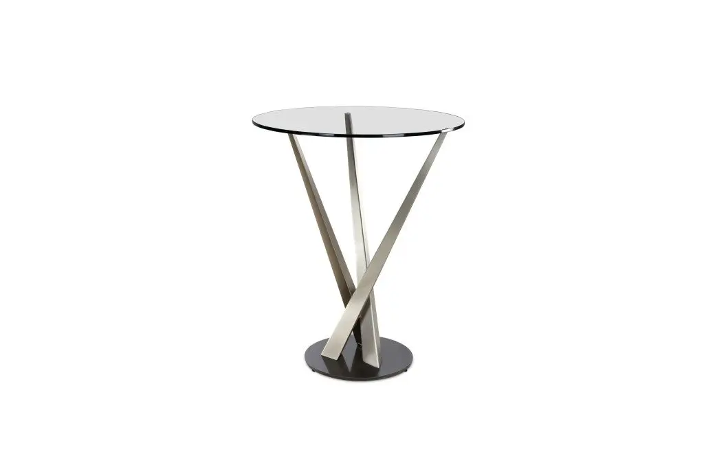 Modern glass table with metal legs