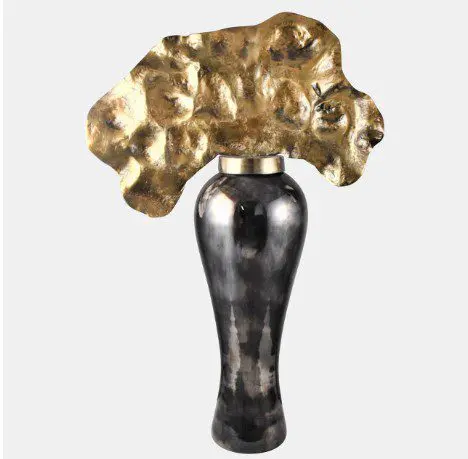 Gold-accented vase with abstract design