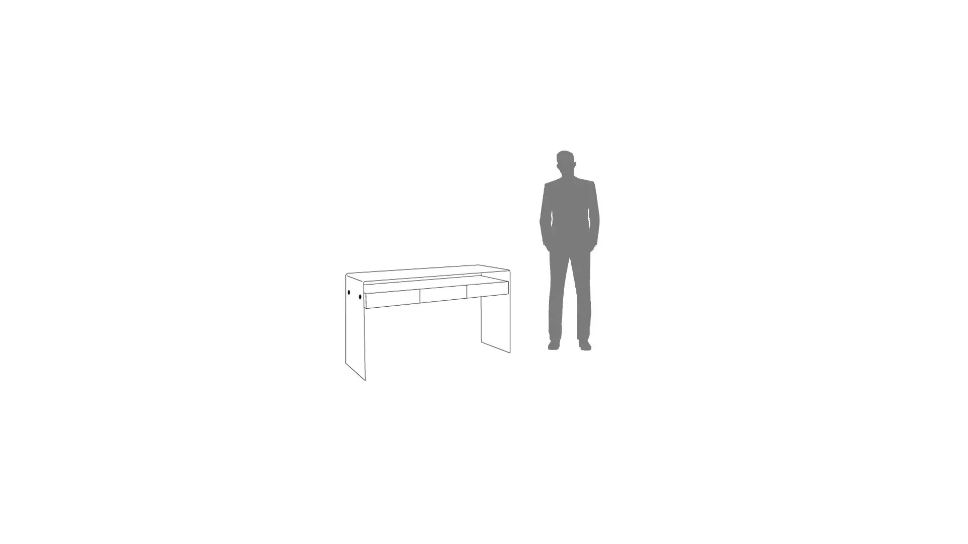 Man standing next to modern desk