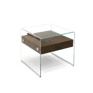 Modern glass and wood side table