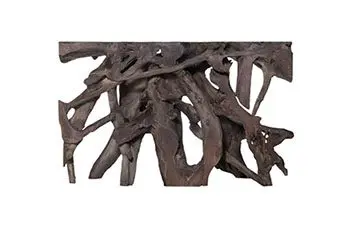 Abstract wooden sculpture with intricate design
