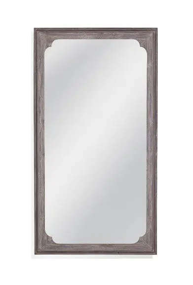 Wood-framed rectangular mirror