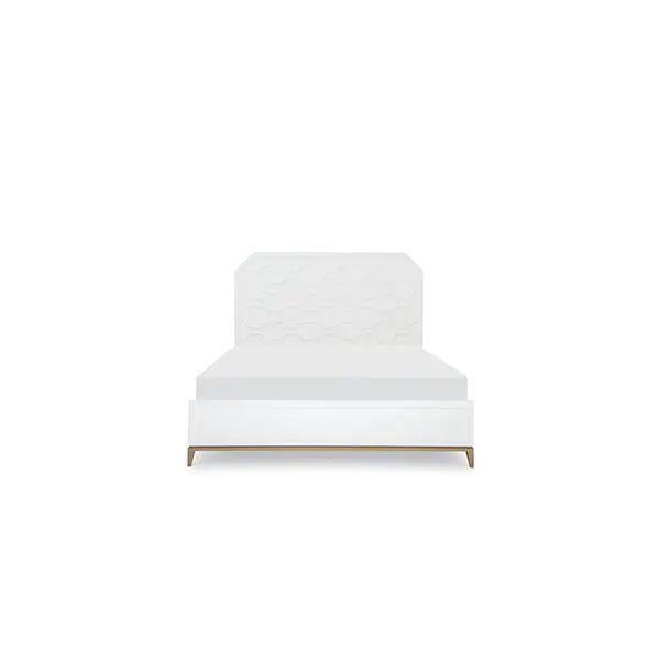Modern bed with textured headboard pattern