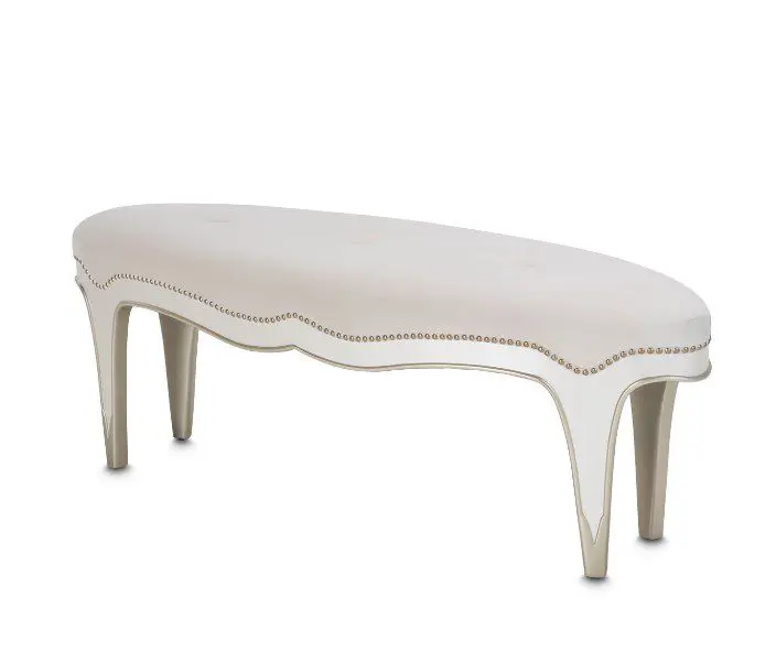 Elegant white cushioned bench