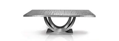 Contemporary silver table with reflective surface
