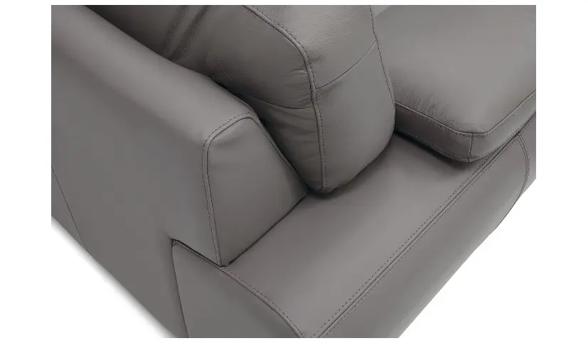 Modern sofa upholstery in gray leather