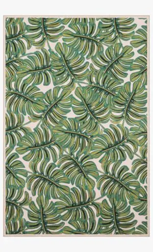 Monstera leaf print area rug