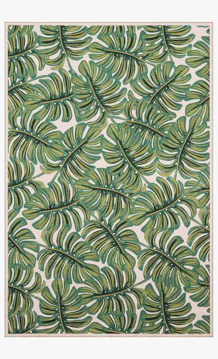 Monstera leaf print area rug