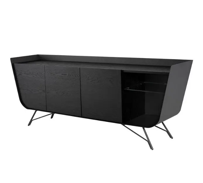 Black modern sideboard with metal legs