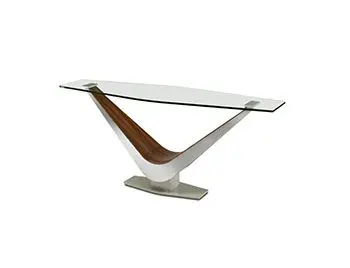 Modern glass and wood console table