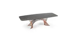 Stylish table featuring a unique geometric base.